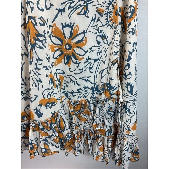Apiece Apart Felize Wrap midi Skirt size 4 Blue Floral ruffled designer‎ - Picture 2 of 9